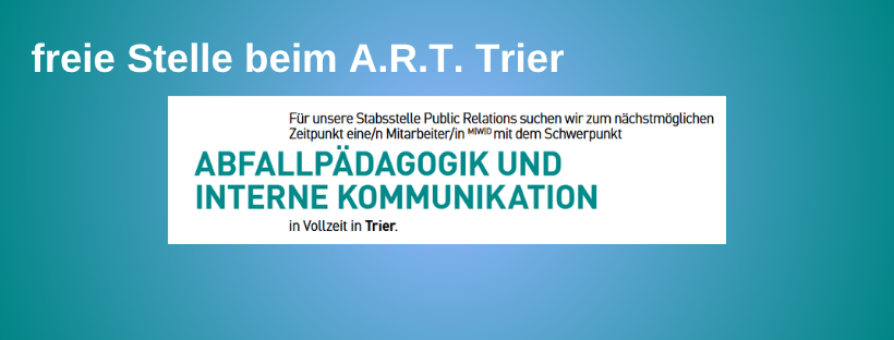 Bild der Stellenausschreibung auf blauem Grund.